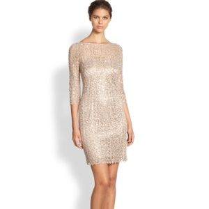 Kay Unger Metallic Lace Cocktail Dress Sz 10